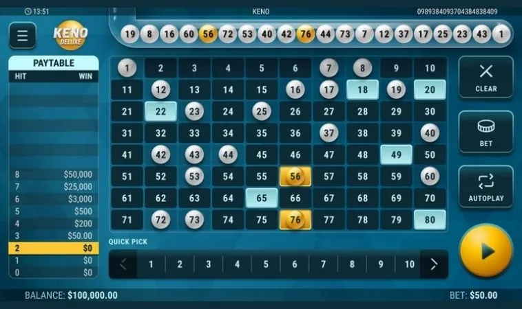 Hướng Dẫn Cách Chơi Game Nhanh Keno Tại VF555 Một Cách Hiệu Quả 2 Giao diện chơi Keno Tại VF555